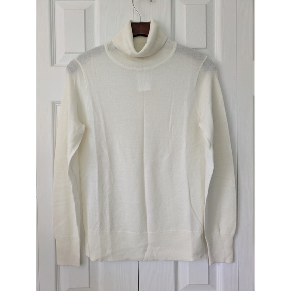 J. Crew Machine Washable‎ Merino Wool Blend Turtleneck Sweater S Ivory NWT AU185 - Picture 1 of 6